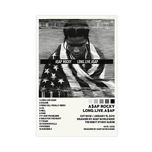 ASAP Rocky Long Live Asap Tracklist-Album-Poster, Leinwand-Poster, Schlafzimmer-Dekor, Sportlandschaft, Büro, Raumdekoration, Geschenk, ungerahmt, 30 x 45 cm von ORROBI