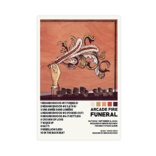 Arcade Fire Poster Beerdigung Trackliste Album Cover Poster Leinwand Poster Schlafzimmer Dekor Sport Landschaft Büro Raum Dekor Geschenk Unframe Stil 30 x 45 cm von ORROBI