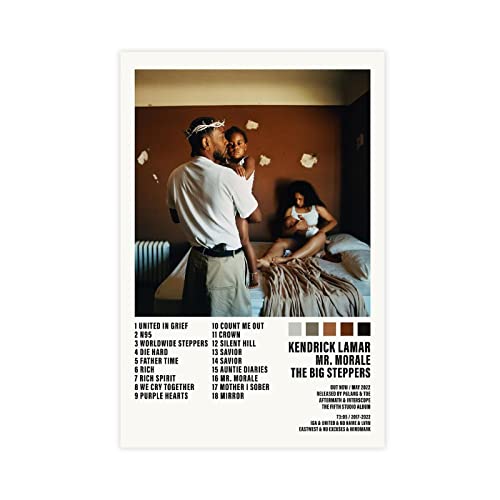 Kendrick Lamar, Mr. Morale The Big Steppers Tracklist-Albumcover-Poster, Leinwandposter, Wandkunst, Dekordruck, Bild Gemälde für Wohnzimmer, Schlafzimmer, Dekoration, ungerahmt, 30 x 45 cm von ORROBI