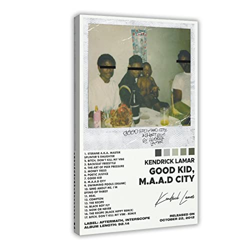 Kendrick Lamar Poster Good Kid Maad City Tracklist Album Poster 1 Leinwand Poster Schlafzimmer Dekor Sport Landschaft Büro Raum Dekor Geschenk Rahmen Stil 30 x 45 cm von ORROBI