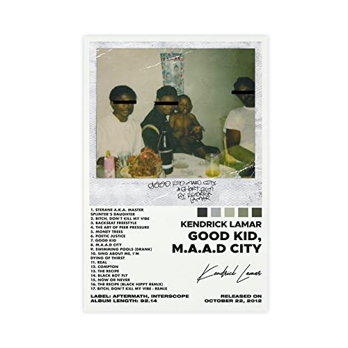 Kendrick Lamar Poster Good Kid Maad City Trackliste Album Poster 1 Leinwandposter Wandkunst Dekor Bild Gemälde für Wohnzimmer Schlafzimmer Dekoration Unframe Stil 40 x 60 cm von ORROBI