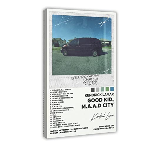 Kendrick Lamar Poster Good Kid Maad City Trackliste Album Poster Leinwand Poster Wandkunst Dekor Kunstdruck Bilder Gemälde für Wohnzimmer Schlafzimmer Dekoration Rahmen Stil 30 x 45 cm von ORROBI