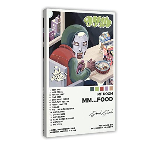 MF Doom Poster MM Food Album Cover Poster Leinwand Poster Schlafzimmer Dekor Sport Landschaft Büro Raum Dekor Geschenk Rahmen Stil 50 x 75 cm von ORROBI