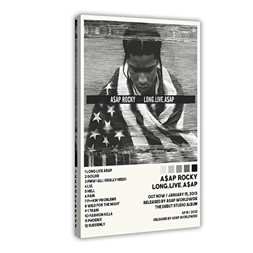 ORROBI ASAP Rocky Long Live Asap Tracklist Album Cover Poster Leinwand Poster Wandkunst Dekor Druck Bild Gemälde für Wohnzimmer Schlafzimmer Dekoration Rahmen Stil 30 x 45 cm von ORROBI