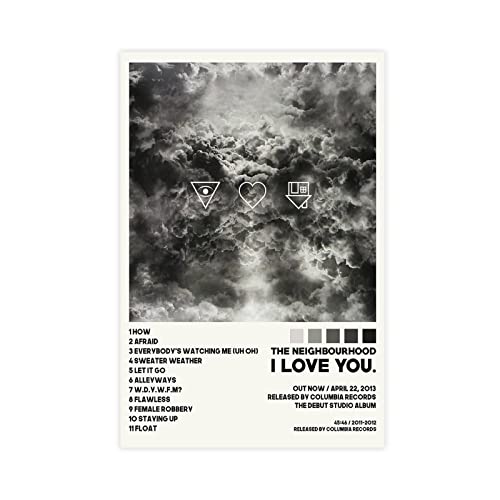 The Neighborhood Poster I Love You Tracklist Album Poster 1 Leinwand Poster Wandkunst Dekor Bild Gemälde für Wohnzimmer Schlafzimmer Dekoration Unframe Stil 50 x 75 cm von ORROBI