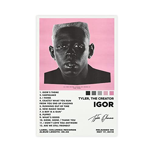 Tyler The Creator Poster Igor Tracklist Album Poster Leinwand Poster Schlafzimmer Dekor Sport Landschaft Büro Raum Dekor Geschenk Unframe Stil 20 x 30 cm von ORROBI