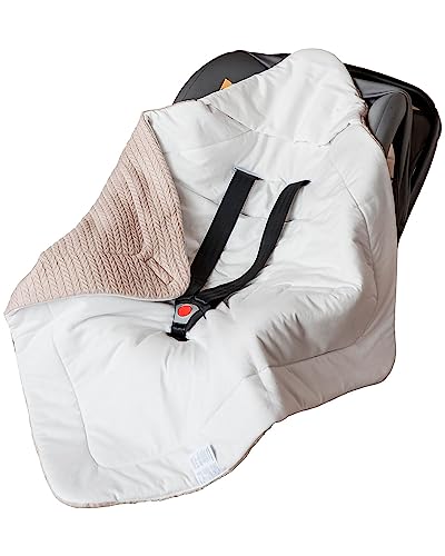 ORSON for® | Einschlagdecke babyschale, weiche für Neugeborenen |100% Bio-Baumwolle | Oeko-Tex | Winter | Babydecke für Kinderwagen, Kindersitz oder Babybett | Ganzjährig einsetzbar (Braun/Beige b) von ORSON for