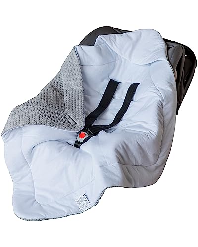 ORSON for® | Einschlagdecke babyschale, weiche für Neugeborenen |100% Bio-Baumwolle | Oeko-Tex | Winter | Babydecke für Kinderwagen, Kindersitz oder Babybett | Ganzjährig einsetzbar (Grau/Weiß b) von ORSON for