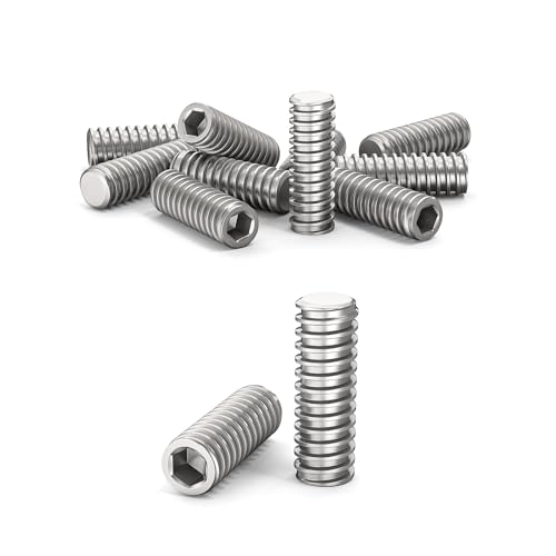 ORTAVA 10 Stück Madenschrauben, Gewindestifte M3 x 8 mm DIN 913 / ISO 4026 mit Innensechskant (ISK) und Kegelkuppe, Madenschraube Edelstahl(Silber) von ORTAVA