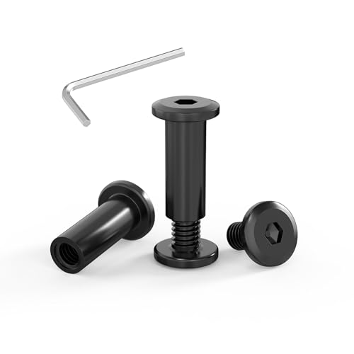 ORTAVA 10 Stück Verbindungsschrauben M4 x 20mm, Möbelschrauben, Hülsenmutter M4, Hülsenschrauben, Edelstahl A2 V2A, Schwarzes Oxid, Schrankverbinder mit Innensechskantschlüsseln von ORTAVA