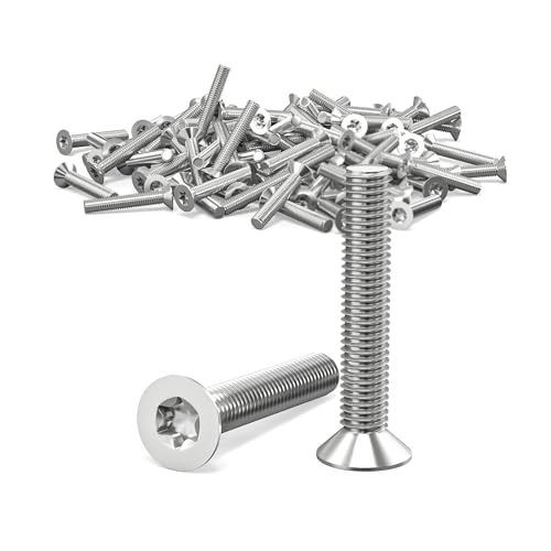 ORTAVA 100 Stück Senkkopfschrauben M3 x 16 mm, M3 Senkkopfschrauben Torx Edelstahl 304, Senkkopfschraube mit Innensechsrund/Torx (ISR/TX) nach Norm ISO 14581 / DIN 965, für Maschinen, Geräte und Möbel von ORTAVA
