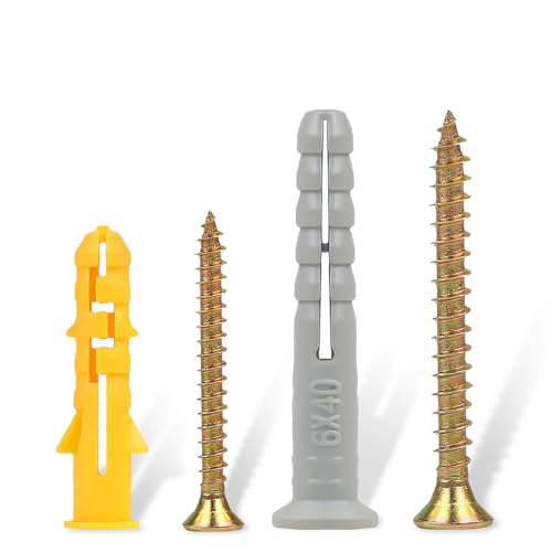 ORTAVA 180 Stk Schrauben und dübel Set (90 x Schlagdübel, 90 x Schrauben), Rigipsdübel Für Gipskarton, Gipskartondübel mit Schrauben, Hohlraumdübel für Beton, Trockenbau von ORTAVA