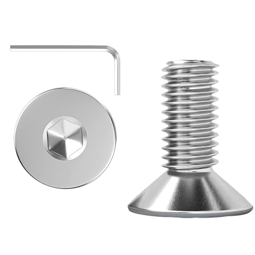 ORTAVA 20 Stück M6 x 10 Schrauben, Senkkopfschrauben, Flachkopfschrauben, Innensechskant Edelstahl A2 V2A Vollgewinde mit Innensechskantschlüsseln von ORTAVA