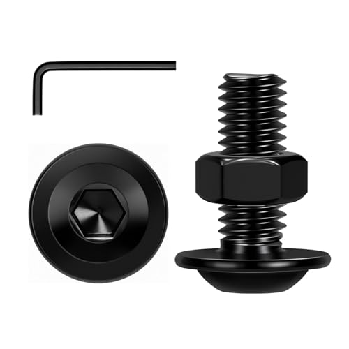 ORTAVA 20 Stück M6 x 20 mm Schrauben, Linsenkopfschraube Innensechskant und Muttern Sortiment Set, Edelstahl A2 V2A Vollgewinde Schwarzes Oxid mit Sechskantschlüssel ORTAVA 20 Stück M6 x 20 mm Schrauben, Linsenkopfschraube Innensechskant und Muttern Sortiment Set, Edelstahl A2 V2A Vollgewinde Schwarzes Oxid mit Sechskantschlüssel von ORTAVA