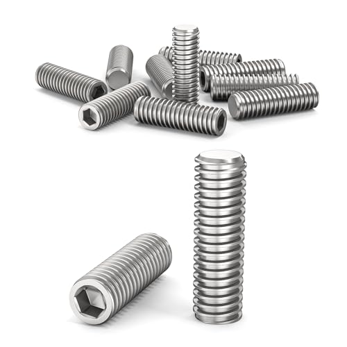 ORTAVA 20 Stück Madenschrauben, Gewindestifte M5 x 16 mm DIN 913 / ISO 4026 mit Innensechskant (ISK) und Kegelkuppe, Madenschraube Edelstahl(Silber) von ORTAVA