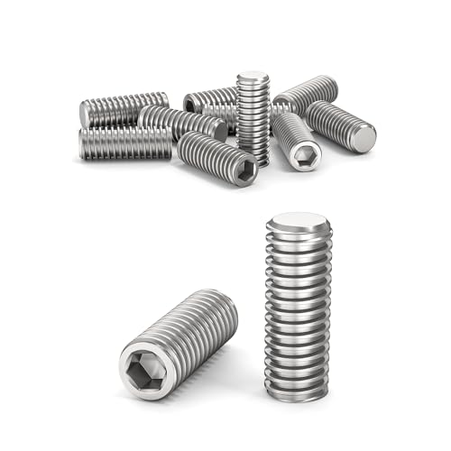 ORTAVA 20 Stück Madenschrauben, Gewindestifte M6 x 16 mm DIN 913 / ISO 4026 mit Innensechskant (ISK) und Kegelkuppe, Madenschraube Edelstahl(Silber) von ORTAVA