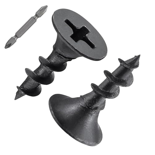 ORTAVA 200 Stück Schnellbauschrauben 3,9 x 16 mm, Trockenbauschrauben Grobgewinde und Kreuzschlitz Phosphatiert mit Schraubendreher Bit, Rigips Schrauben, Gipskartonschraube, Holzschrauben (Schwarz) von ORTAVA