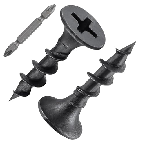 ORTAVA 200 Stück Schnellbauschrauben 3,9 x 20 mm, Trockenbauschrauben Grobgewinde und Kreuzschlitz Phosphatiert mit Schraubendreher Bit, Rigips Schrauben, Gipskartonschraube, Holzschrauben (Schwarz) von ORTAVA