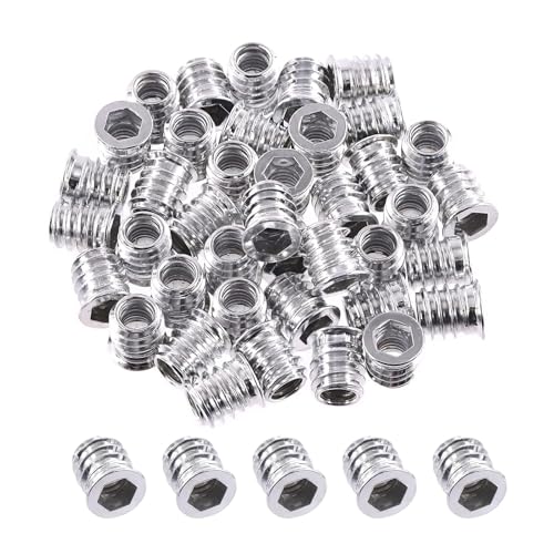 ORTAVA 40 Stück Einschraubmutter M8x20mm, Gewindeeinsatz Holz, Einschraubmuffen, Verzinkte Hex Innensechskant Muttern Gewindeeinsätze für Holzmöbel von ORTAVA