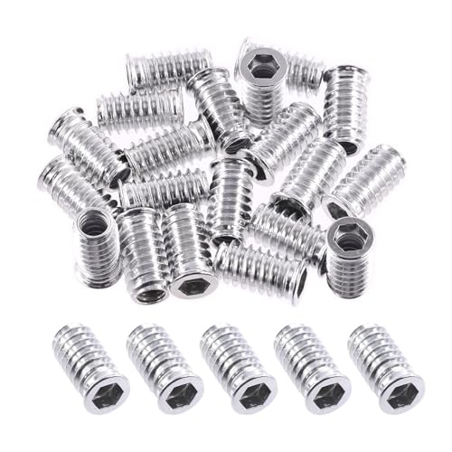 ORTAVA 40 Stück Einschraubmutter M8x25mm, Gewindeeinsatz Holz, Einschraubmuffen, Verzinkte Hex Innensechskant Muttern Gewindeeinsätze für Holzmöbel von ORTAVA