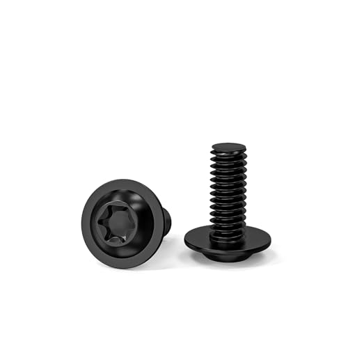 ORTAVA 20 Stück M5 x 12 Schrauben, Linsenkopfschrauben, Torx Schrauben, Schwarz Schrauben mit Flansch und Bund, Edelstahl A2 V2A Vollgewinde für Tischbeine Fahrzeugbau Holz Gerüst von ORTAVA