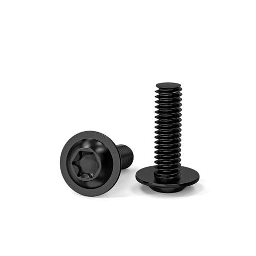 ORTAVA 20 Stück M5 x 16 Schrauben, Linsenkopfschrauben, Torx Schrauben, Schwarz Schrauben mit Flansch und Bund, Edelstahl A2 V2A Vollgewinde für Tischbeine Fahrzeugbau Holz Gerüst von ORTAVA