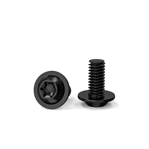 ORTAVA 20 Stück M6 x 12 Schrauben, Linsenkopfschrauben, Torx Schrauben, Schwarz Schrauben mit Flansch und Bund, Edelstahl A2 V2A Vollgewinde für Tischbeine Fahrzeugbau Holz Gerüst von ORTAVA