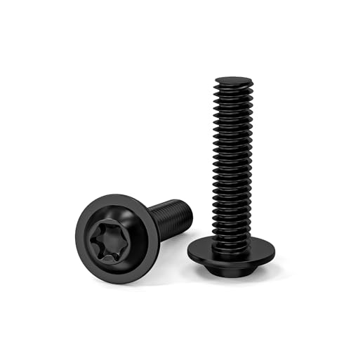 ORTAVA 20 Stück M6 x 25 Schrauben, Linsenkopfschrauben, Torx Schrauben, Schwarz Schrauben mit Flansch und Bund, Edelstahl A2 V2A Vollgewinde für Tischbeine Fahrzeugbau Holz Gerüst von ORTAVA