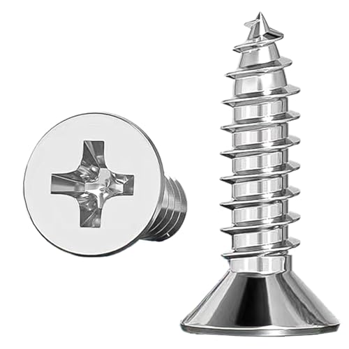 ORTAVA 100 Stück 4,8 x 16mm Schrauben, Holzschrauben, Edelstahlschrauben, Kreuzschlitzschrauben, Edelstahl A2V2, Vollgewinde von ORTAVA