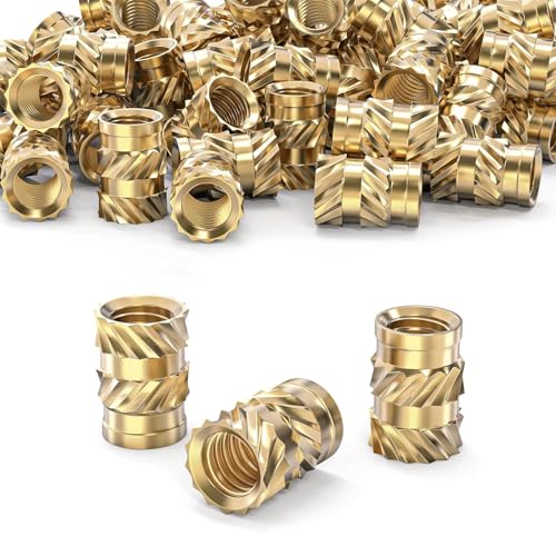 ORTAVA M4 Gewindeeinsatz, 100 Stück Einpressmuttern, Messing Einbettung Muttern Rändelmuttern, M4×8,1×6 mm, Threaded inserts für Kunststoffteiledurch Wärme oder Ultraschall in 3D-Drucker Teile von ORTAVA