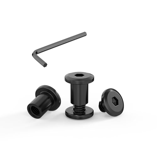 ORTAVA 20 Stück Verbindungsschrauben M6 x 12mm, Möbelschrauben, Hülsenmutter M6, Hülsenschrauben, Edelstahl A2 V2A, Schwarzes Oxid, Schrankverbinder mit Innensechskantschlüsseln von ORTAVA