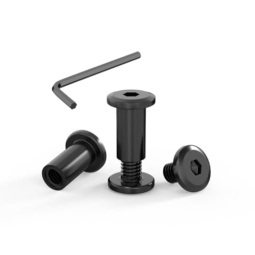 ORTAVA 20 Stück Verbindungsschrauben M6 x 15mm, Möbelschrauben, Hülsenmutter M6, Hülsenschrauben, Edelstahl A2 V2A, Schwarzes Oxid, Schrankverbinder mit Innensechskantschlüsseln von ORTAVA