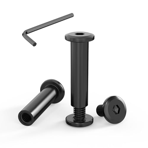 ORTAVA 20 Stück Verbindungsschrauben M6 x 30mm, Möbelschrauben, Hülsenmutter M6, Hülsenschrauben, Edelstahl A2 V2A, Schwarzes Oxid, Schrankverbinder mit Innensechskantschlüsseln von ORTAVA