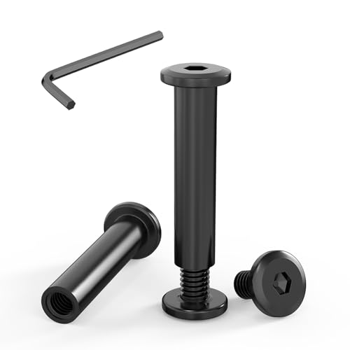 ORTAVA 20 Stück Verbindungsschrauben M6 x 35mm, Möbelschrauben, Hülsenmutter M6, Hülsenschrauben, Edelstahl A2 V2A, Schwarzes Oxid, Schrankverbinder mit Innensechskantschlüsseln von ORTAVA