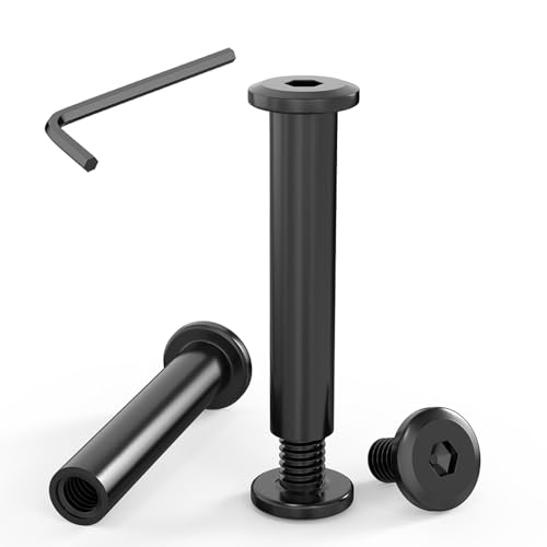 ORTAVA 20 Stück Verbindungsschrauben M6 x 40mm, Möbelschrauben, Hülsenmutter M6, Hülsenschrauben, Edelstahl A2 V2A, Schwarzes Oxid, Schrankverbinder mit Innensechskantschlüsseln von ORTAVA