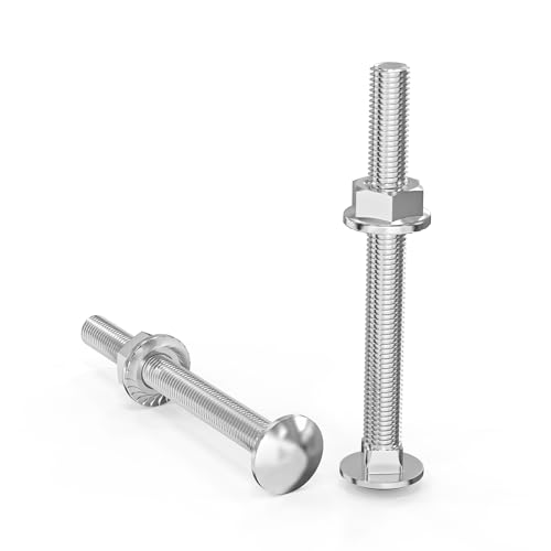 ORTAVA Schlossschrauben M5×50 Verzinkt DIN 603 (20 Stück), mit Sechskant-Flanschmutter, aus Kohlenstoffstahl, Flachrundkopfschrauben von ORTAVA