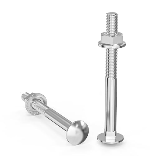 ORTAVA Schlossschrauben M6×60 Verzinkt DIN 603 (20 Stück), mit Sechskant-Flanschmutter, aus Kohlenstoffstahl, Flachrundkopfschrauben von ORTAVA
