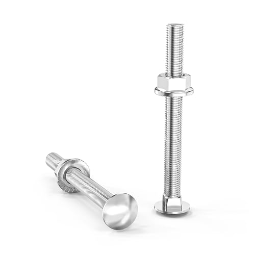 ORTAVA Schlossschrauben M8×80 Verzinkt DIN 603 (20 Stück) Vollgewinde, mit Sechskant-Flanschmutter, aus Kohlenstoffstahl, Flachrundkopfschrauben von ORTAVA