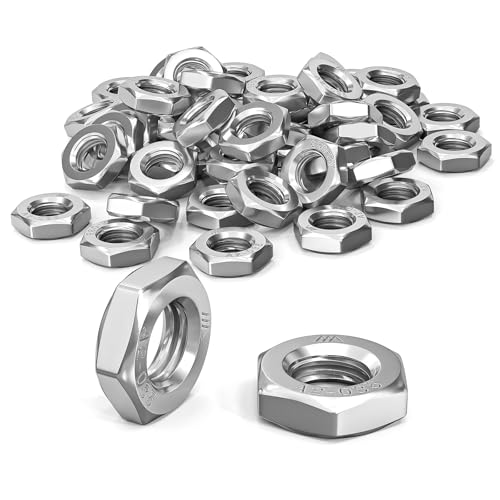 ORTAVA Sechskantmuttern - Niedrige Form, Mit Fase, 20 Stück, DIN 439/ISO 4035, Edelstahl A2 V2A, Flache Muttern für Schrauben, Gewindebolzen, Möbel, Maschinen von ORTAVA