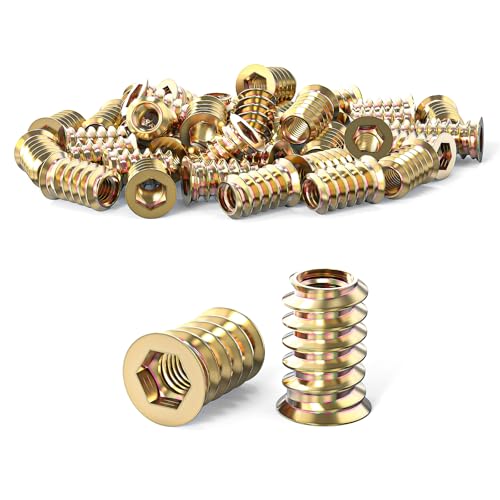ORTAVA Einschraubmutter M8 x 20mm, 20 Stück Gewindeeinsatz Holz, Einschraubmuffen, Verzinkte Hex Innensechskant Muttern Gewindeeinsätze für Holzmöbel von ORTAVA