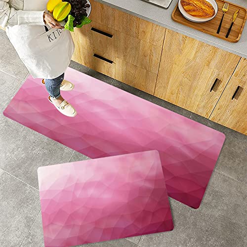 Küchenteppich Teppich Läufer Küchenläufer 2 Stück rutschfest,Modernes, abstraktes Pink in verschiedenen Abstufungen mit fragmentierten Effekten, Magent, Waschbar für Flur Küche 40 x 100 cm+40 x 60 cm von ORTHODRYL