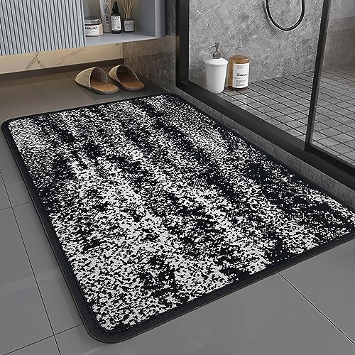 ORTIGIA rutschfeste Badematte absorbierende Badezimmerteppich waschbar Badteppich schnelltrocknend Badvorleger Badezimmermatte für Dusche Badewanne Toilette 40x60 cm Schwarz von ORTIGIA