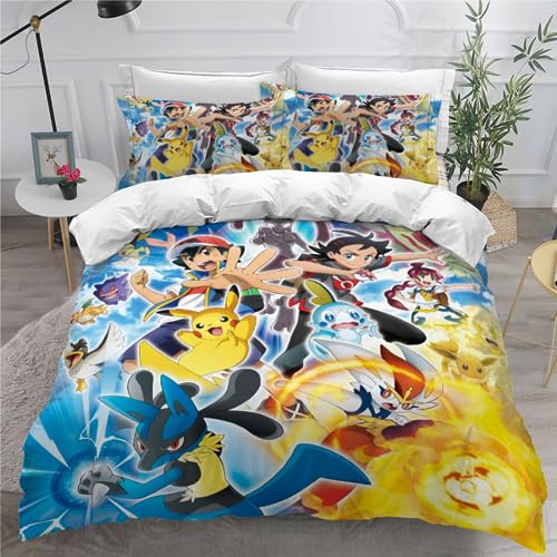 ORTIZE Anime bettwäsche 135x200 Anime Charaktere Bettbezug Set Kinderbettwäsche Mit 1 Kissenbezüge 80 x 80,#8,3D Bettwäsche Cartoon-Anime für Einzelbett mit Reißverschluss von ORTIZE