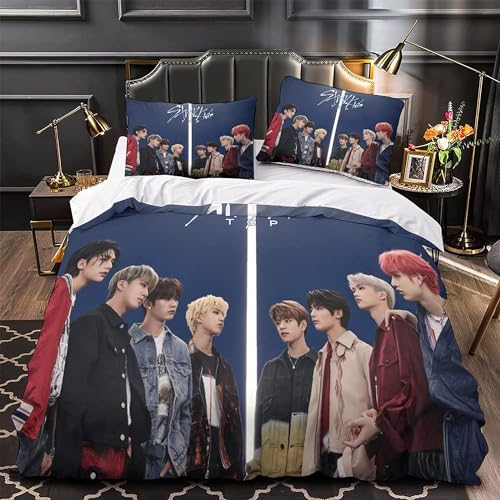 ORTIZE Strey Kids bettwäsche 135x200 Koreanische Boyband Bettbezug Set Kinderbettwäsche Mit 1 Kissenbezüge 80 x 80,#7,Bettbezüge für Mädchen und Jungen Mit Reißverschluss von ORTIZE