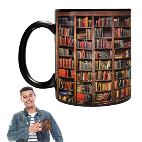 3D-Bücherregal-Tasse, Bibliotheksregal-Tasse, kreative Raum-Keramik-Kaffeetassen, Geschenke für Leser, Buchliebhaber von ORTUH