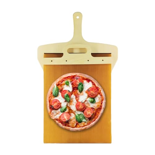 ORTUH Sliding Pizza Peel, Verschiebbarer Pizzaschieber, antihaftbeschichteter Pizzaschieber mit Griff, Der Pizzaschieber, der Pizza Perfekt überträgt, Antihaft, für Innen- und Außenöfen von ORTUH