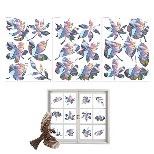 ORTUH Statische Fensteraufkleber für Vogelschläge - Blattförmige Fenster-Warnaufkleber halten Vögel Davon ab, in Fenster zu fliegen,Fenster-Reflektoren-Aufkleber im Blatt-Stil, selbstklebend von ORTUH