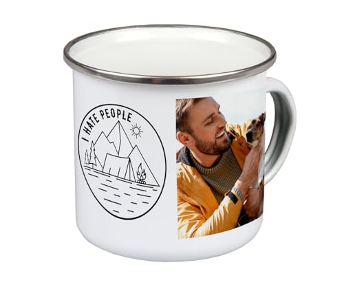 ORWO – 300 ml Campingtasse aus Emaille | Emaille Tasse Camping personalisiert | Camping Tasse mit Namen bedrucken | hochwertiger Druck: handmade in Germany (Hate) von ORWONet
