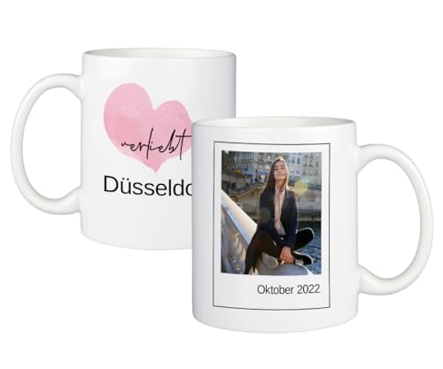 ORWO Fototasse | 325 ml Keramik-Tasse mit Foto personalisiert | individuell selbst gestalten | Bedruckung: handmade in Germany | weiß, spülmaschinenfest (Verliebt in, Vollformat) von ORWONet