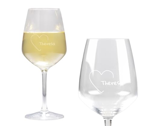 ORWO – Weinglas mit Gravur | Personalisiertes Weinglas | 400 oder 490 ml | strapazierfähiges Glas ohne Füllstriche | spülmaschinenfest & lebensmittelecht (Herz, Weißwein) von ORWONet